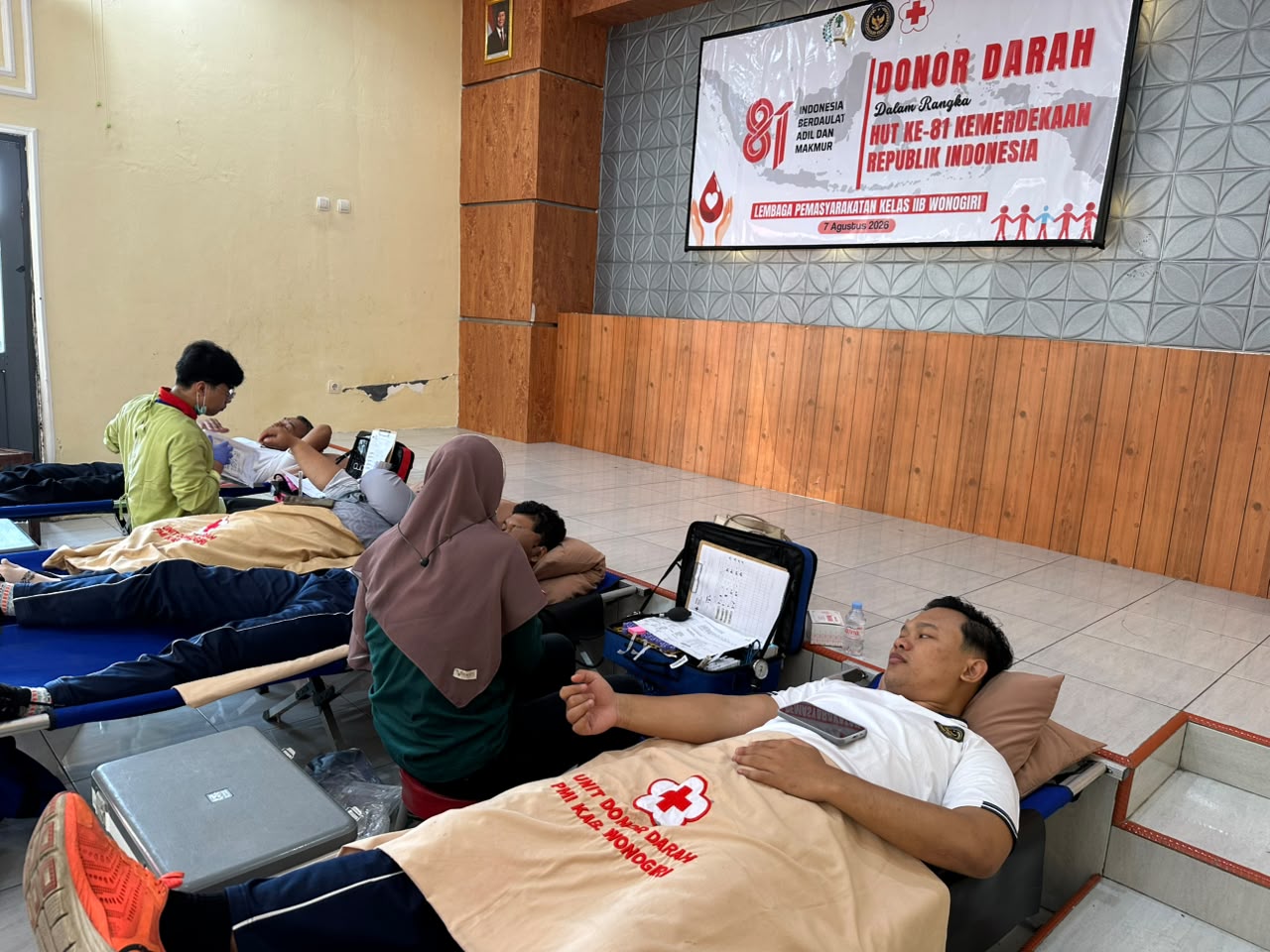 Peringati HUT ke-81 Kemerdekaan RI, Lapas Wonogiri Gelar Donor Darah Bersama PMI Kabupaten Wonogiri